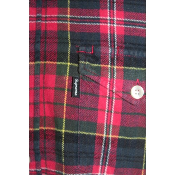 SUPREME Plaid Flannel Shirt FW22 Men's L Button Down Collared Tartan Plaid Red - Picture 4 of 9